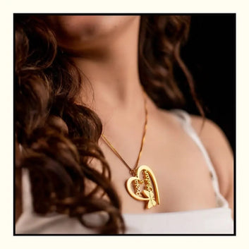 24K Gold Plated Heart & Butterfly Couple Name Necklace