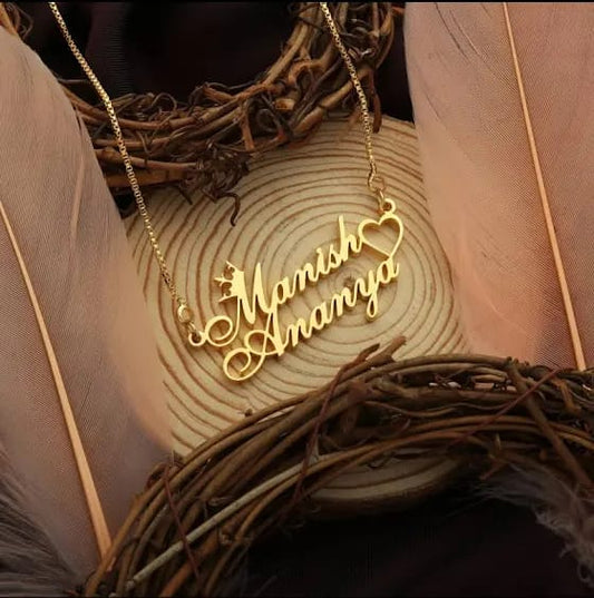 24k Gold Plated Personalized Couple Name Necklace
