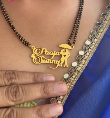 24k Gold Plated Couple Name mangalsutra with Couple Style