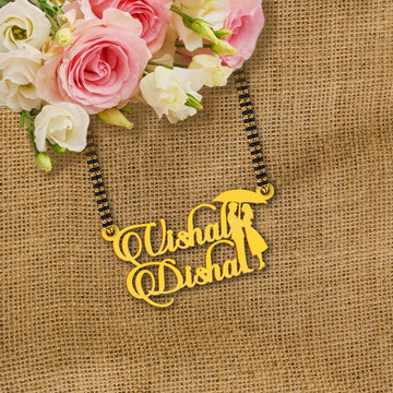 24k Gold Plated Couple Name mangalsutra with Couple Style