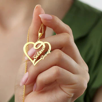 24K Gold Plated Heart-Style Couple Name Necklace