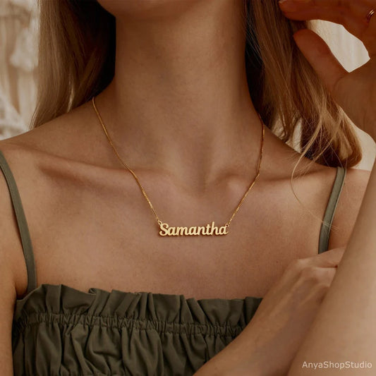 24k Gold Plated Single Name Necklace
