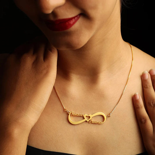 24K Gold Plated Infinity Style Couple Name Necklace