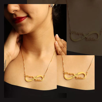 24K Gold Plated Infinity Style Couple Name Necklace