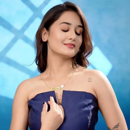 24k Gold Plated White Sun Flower Name Necklace