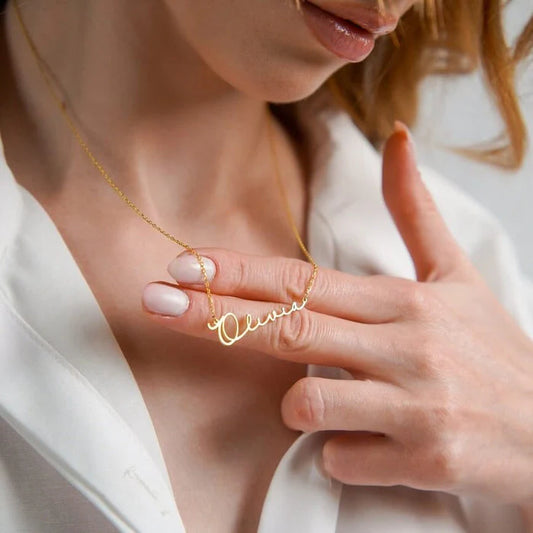 24K Gold Plated Signature Name Necklace